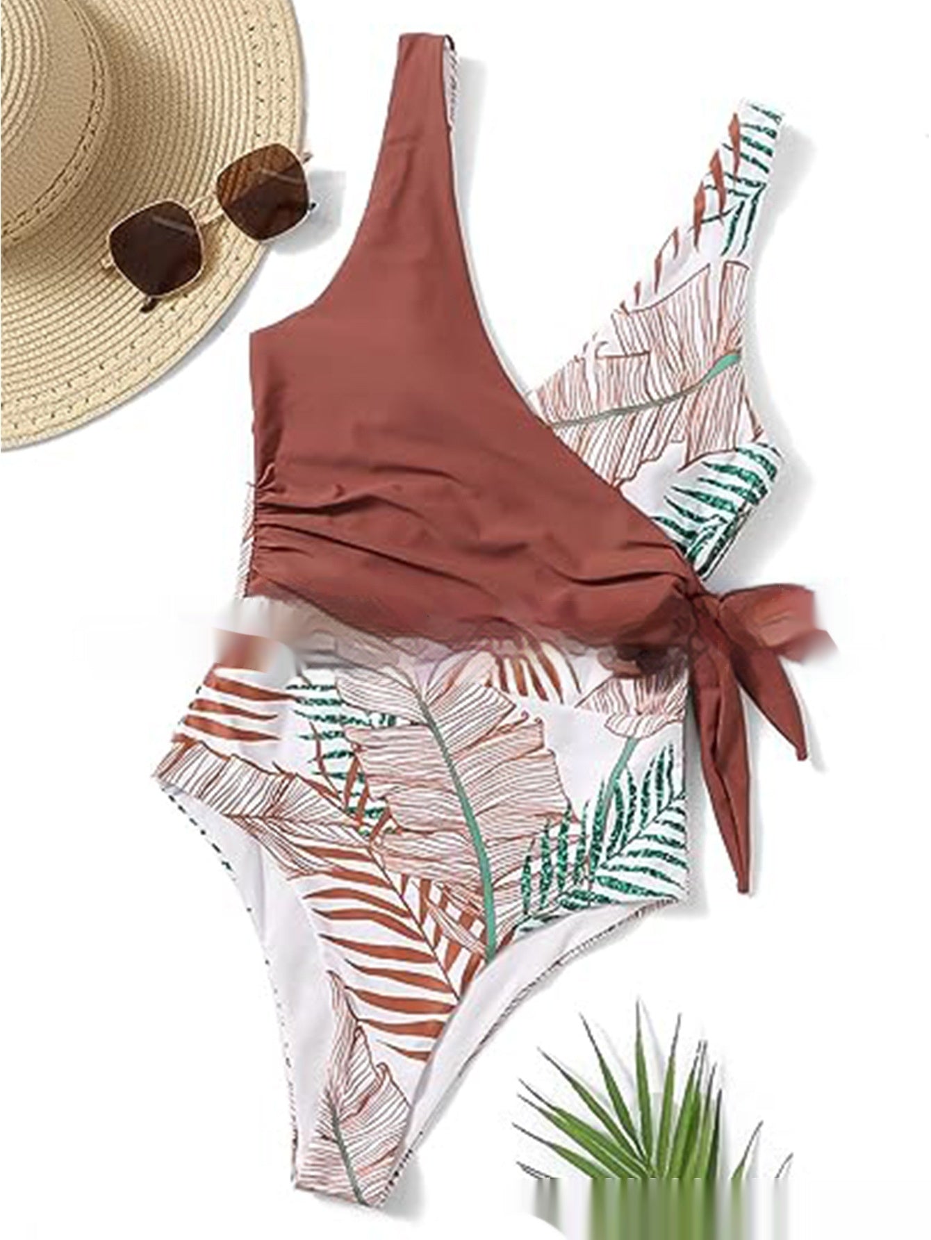 Women's Backless Contrast Colors Slimming Korean-style One-piece Tankini Swimsuit -