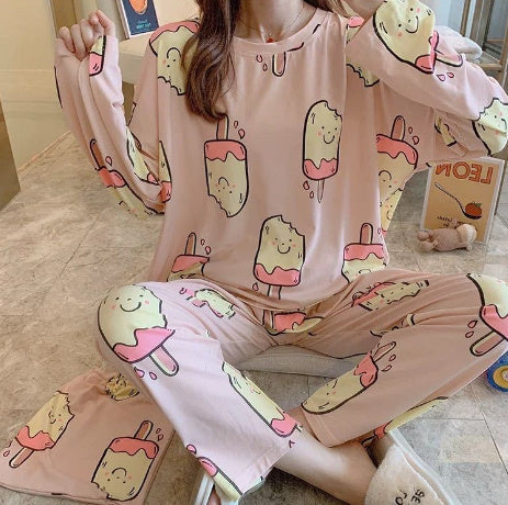 Long Sleeve Autumn Ins Two-piece Homewear Suit -