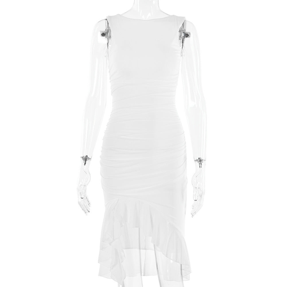 Rochie Party Silueta Skinny - Fără Mâneci, Vară 2025, Club Dresses, Culori Uni -