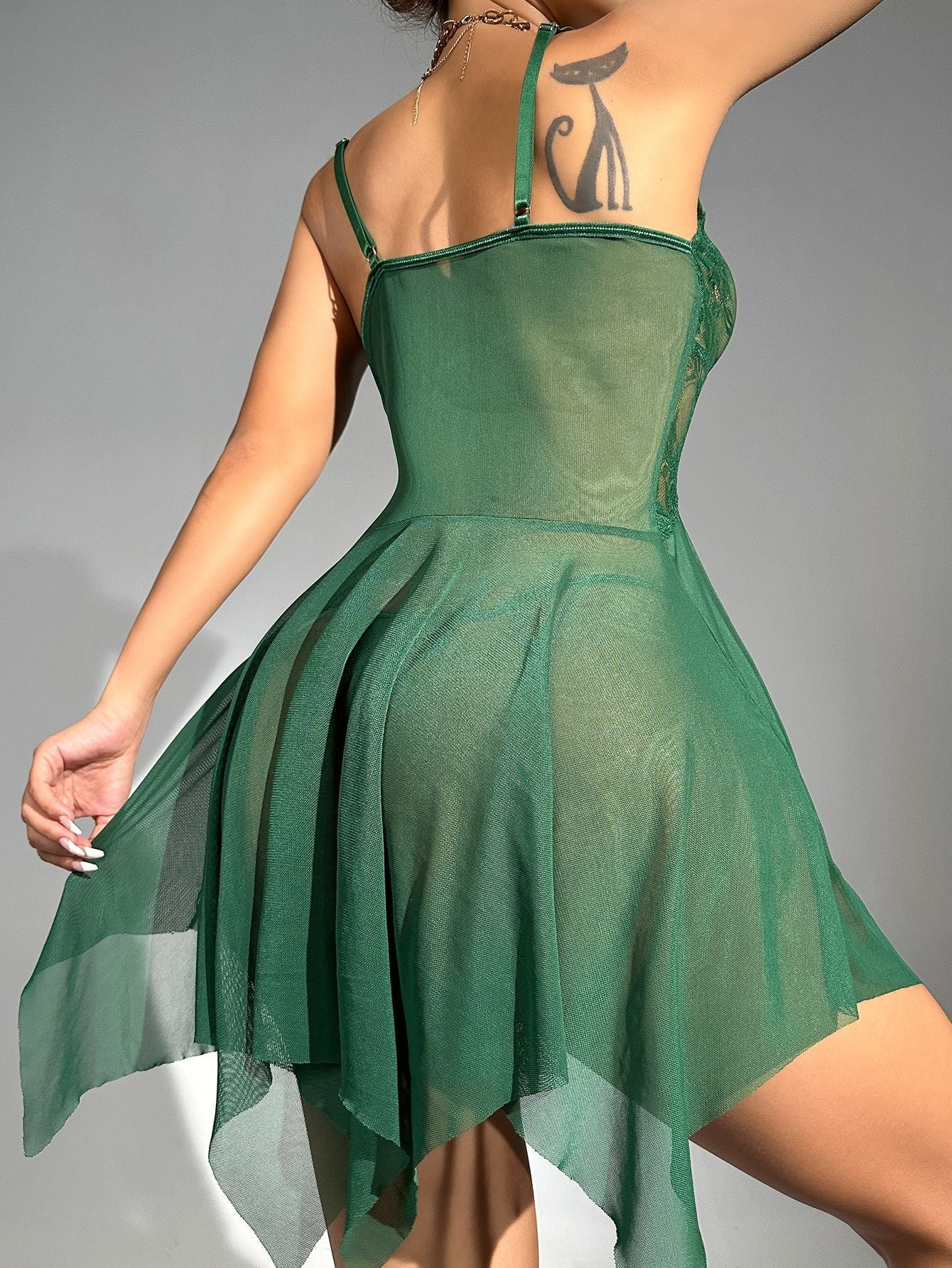 Lace Pajamas Lingerie See-through Dress Ladies' Mesh Slip Nightdress -