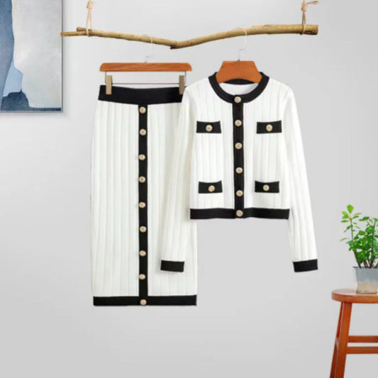 Knitted Cardigan Two-piece Set -