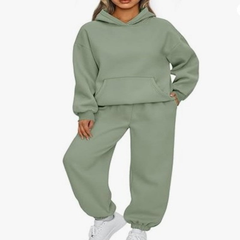 Women's Two-piece Casual Hoodie Sportswear Trousers Suit -