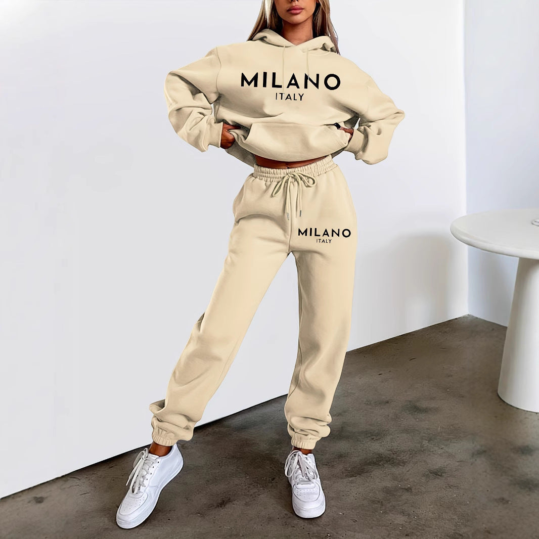 Women's Fashion Printed Hoodie Suit -