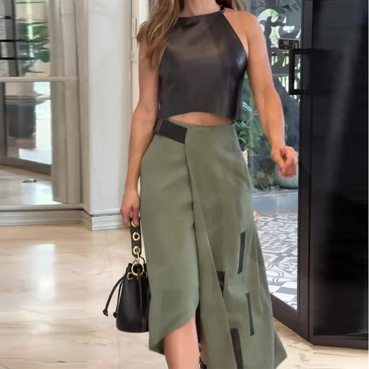 Summer New Fashion Halter Short Dress Fashionable Skirt Two-piece Set -