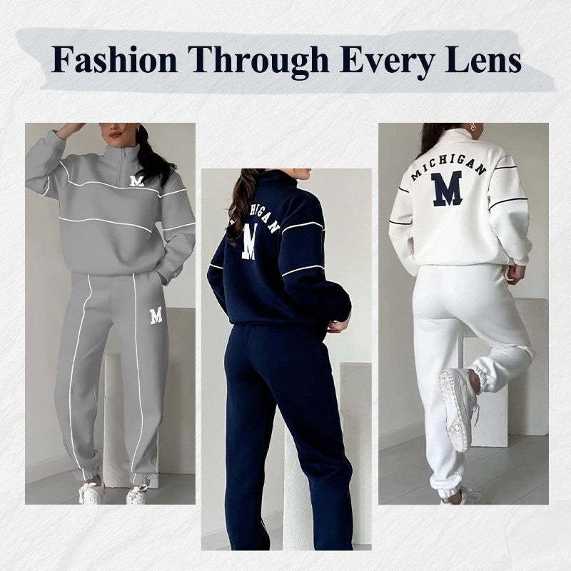 Womens 2 Piece Outfits Lounge Hoodless Pullover Sweatshirt Sweatsuit Sets Sweatshirt Baggy Fashion Sweatpants With Pockets -