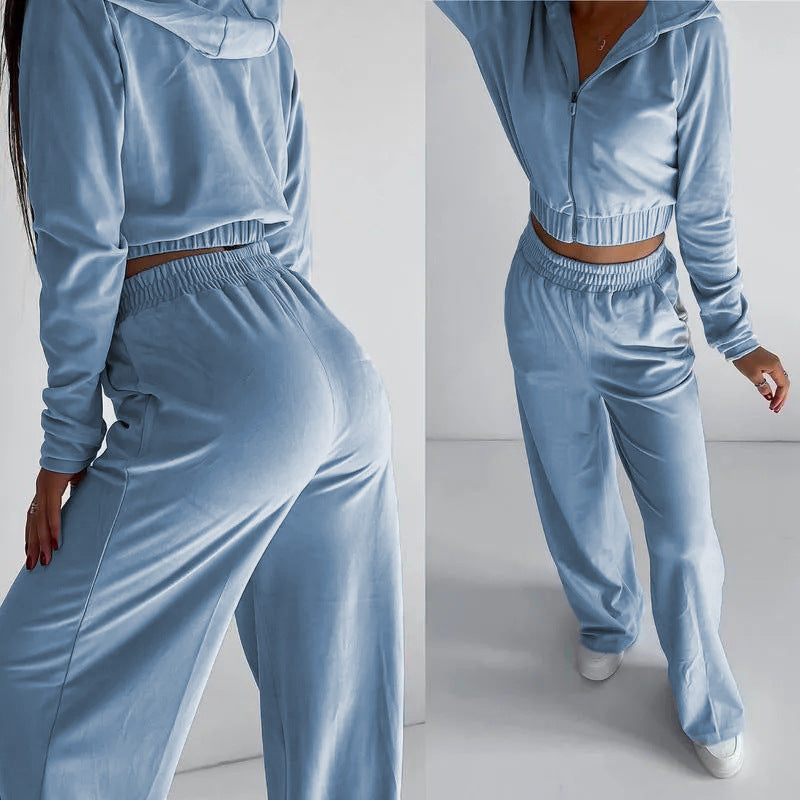 European Hat Casual Sweatshirt Outfit Two-piece Set -