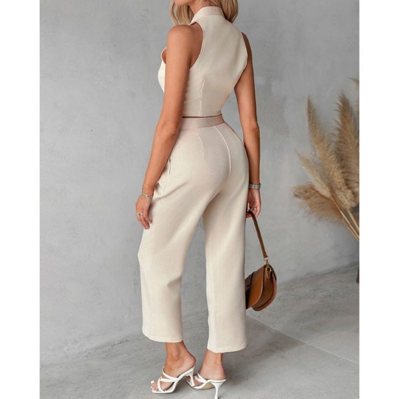 Women's Vest Top Wide Leg Pants Casual Suit -