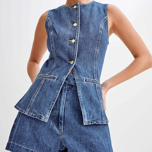 High Waisted Women's Suit Denim Shorts -