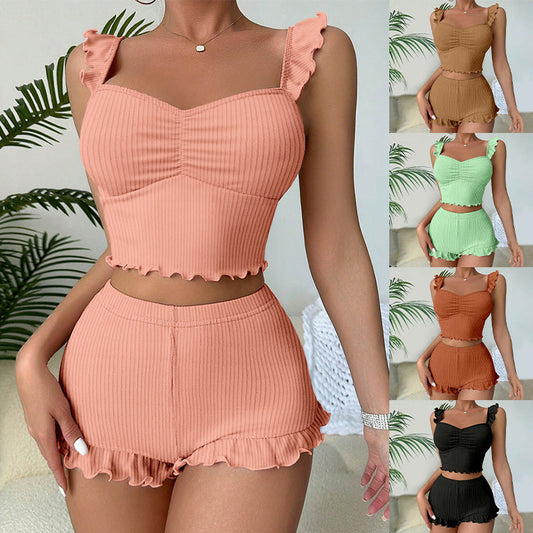 Sling Sunken Stripe Twisted Edge Suspender Shorts Women's -