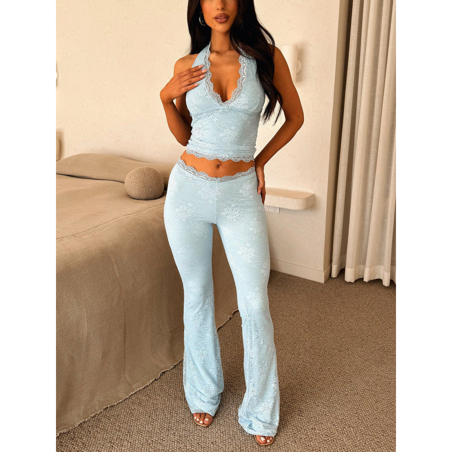 Women's Lace Athletic Clothing Blouse And Pants -