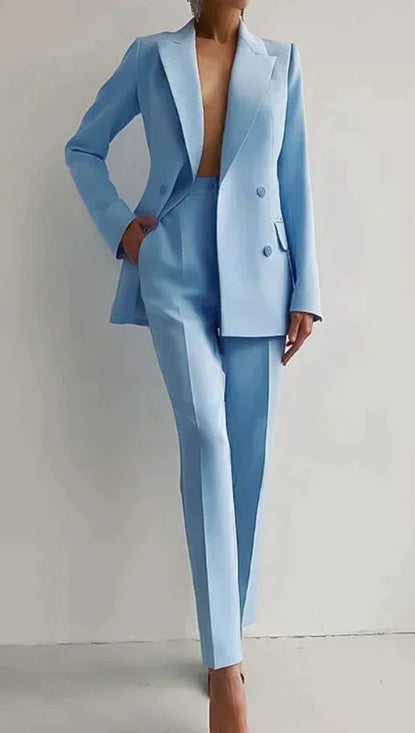 Casual Suits Fashion Long Sleeve Single-breasted Jacket Top And Slim Fit Trousers Women's Business Suits -