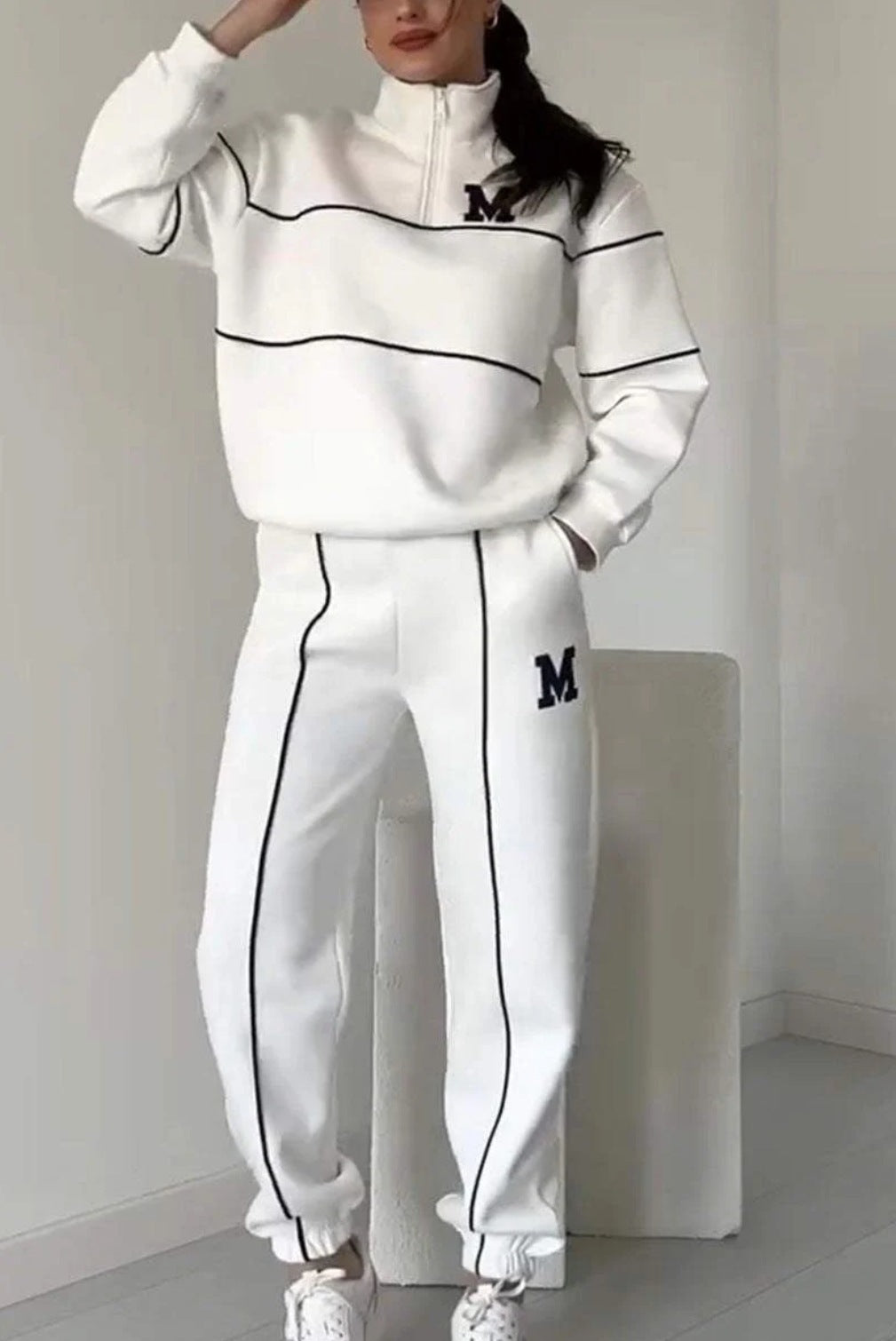 Womens 2 Piece Outfits Lounge Hoodless Pullover Sweatshirt Sweatsuit Sets Sweatshirt Baggy Fashion Sweatpants With Pockets -