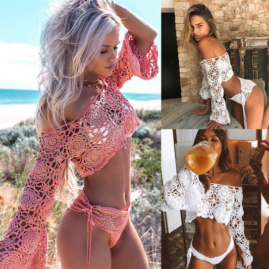 Europe And America Hand Crochet Bikini Set -