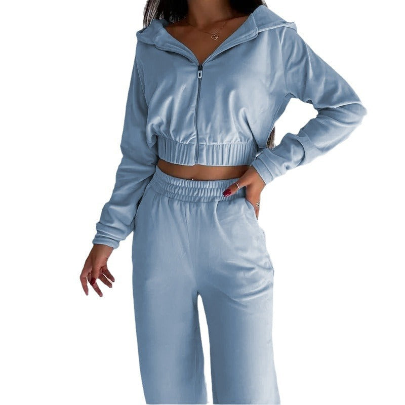 European Hat Casual Sweatshirt Outfit Two-piece Set -