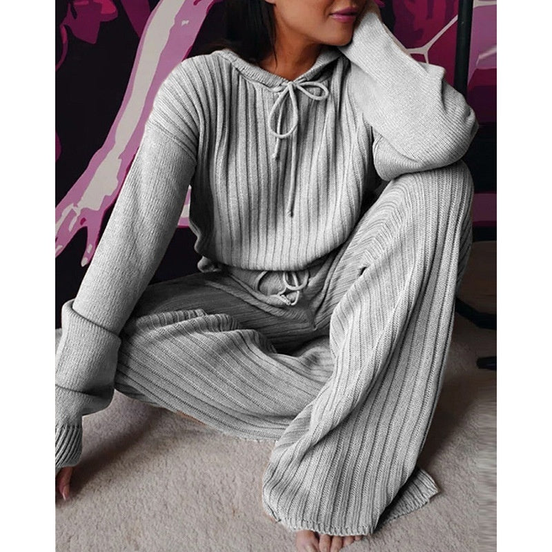 Women's long sleeve loose hooded casual suit -