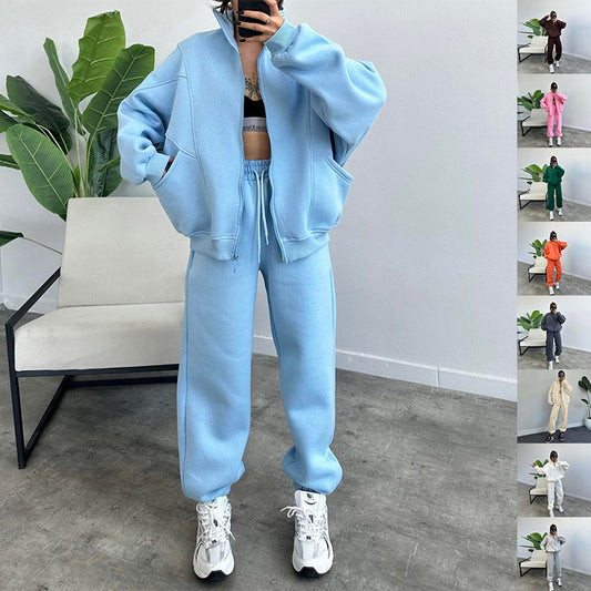 Set Trening Feminin - Bluză Zipper, Pantaloni Jogger -