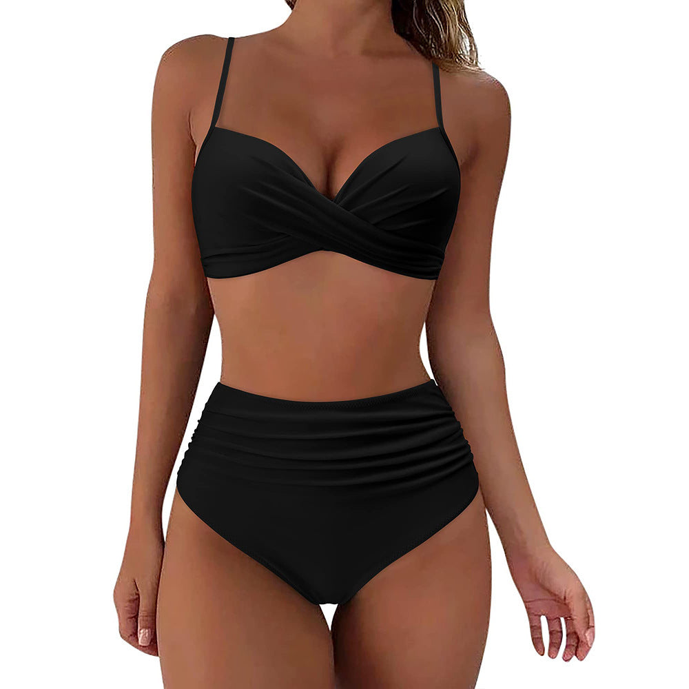 Printed Two-piece Push-up Bikini High Waist Swimsuit -