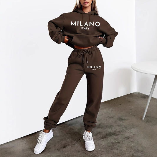 Women's Fashion Printed Hoodie Suit -