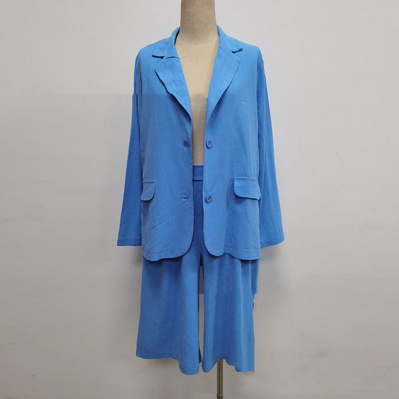 Women's Cardigan Jacket Shorts Two Piece Set -
